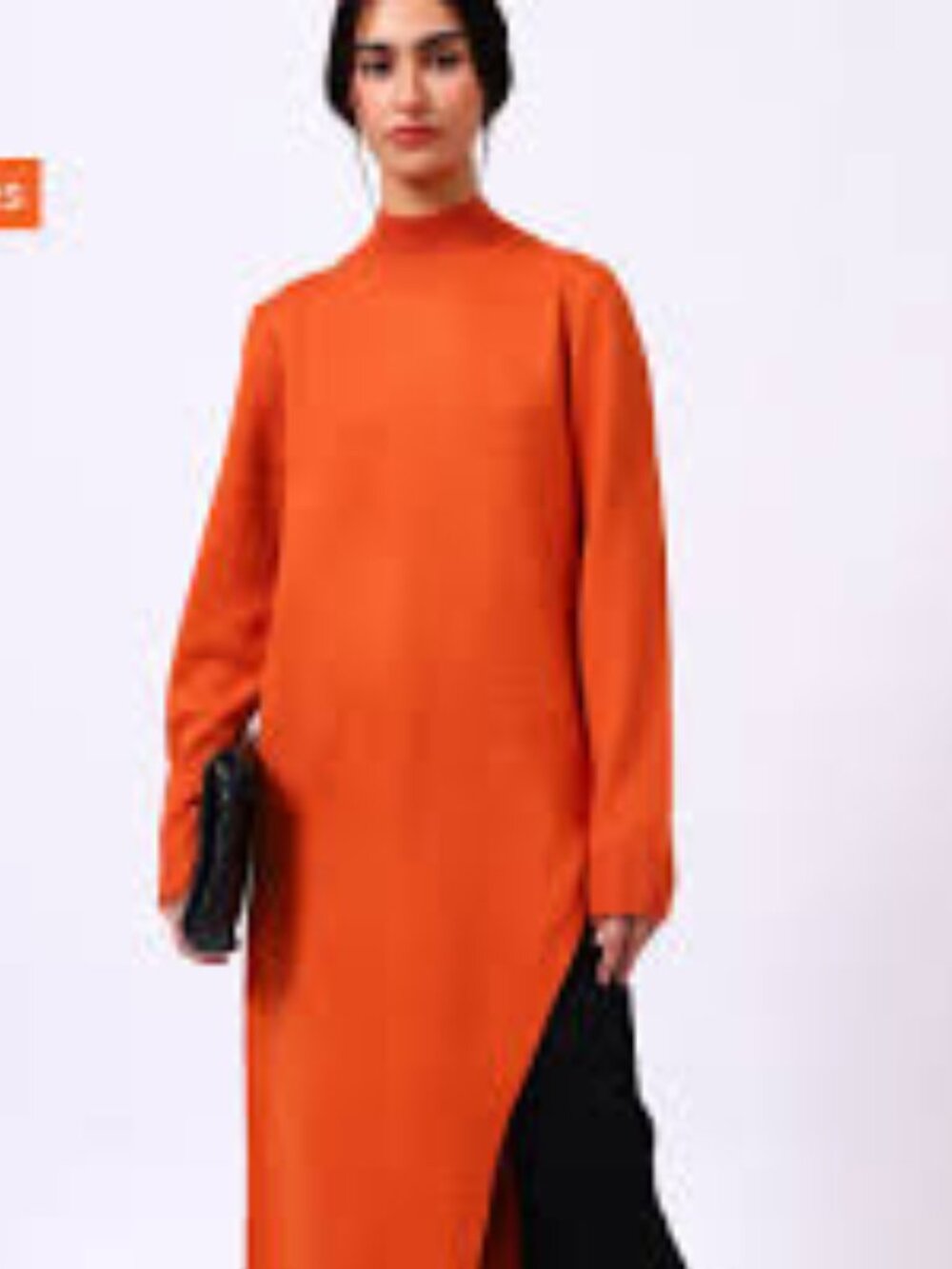 Davi & Dani Fall Cozy Spongy Orange Midi/ Tunic Sweater Dress w/Slit, Small NWT!